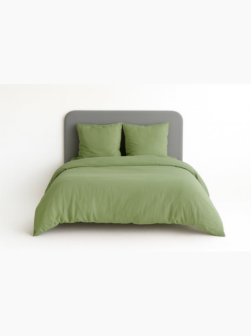 Completo letto tinta unita micro lavata Verde - Kiabi