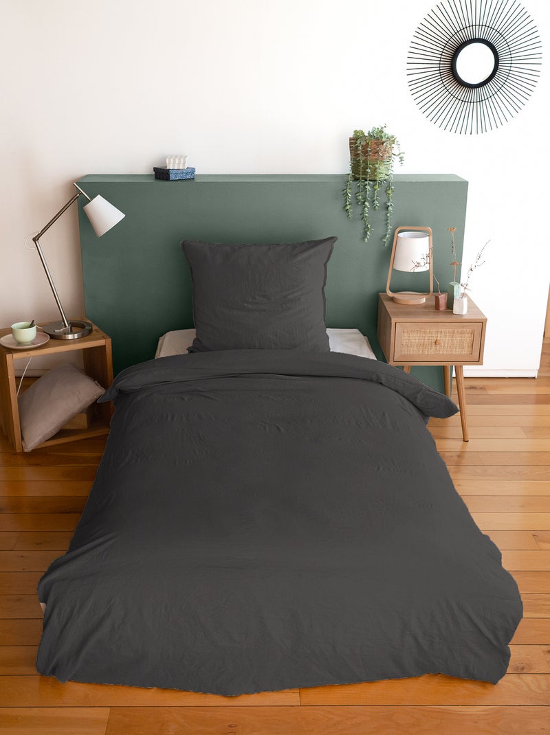 Completo letto tinta unita ultra morbido - 1 o 2 persone Nero - Kiabi
