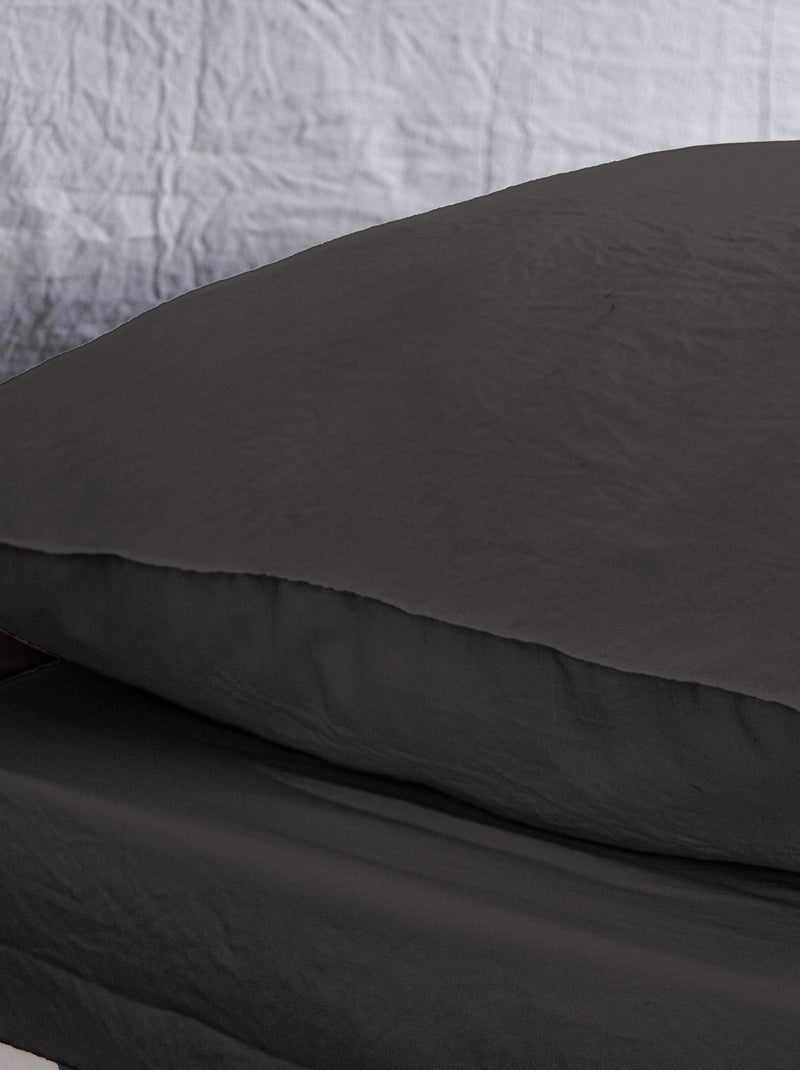 Completo letto tinta unita ultra morbido - 1 o 2 persone Nero - Kiabi