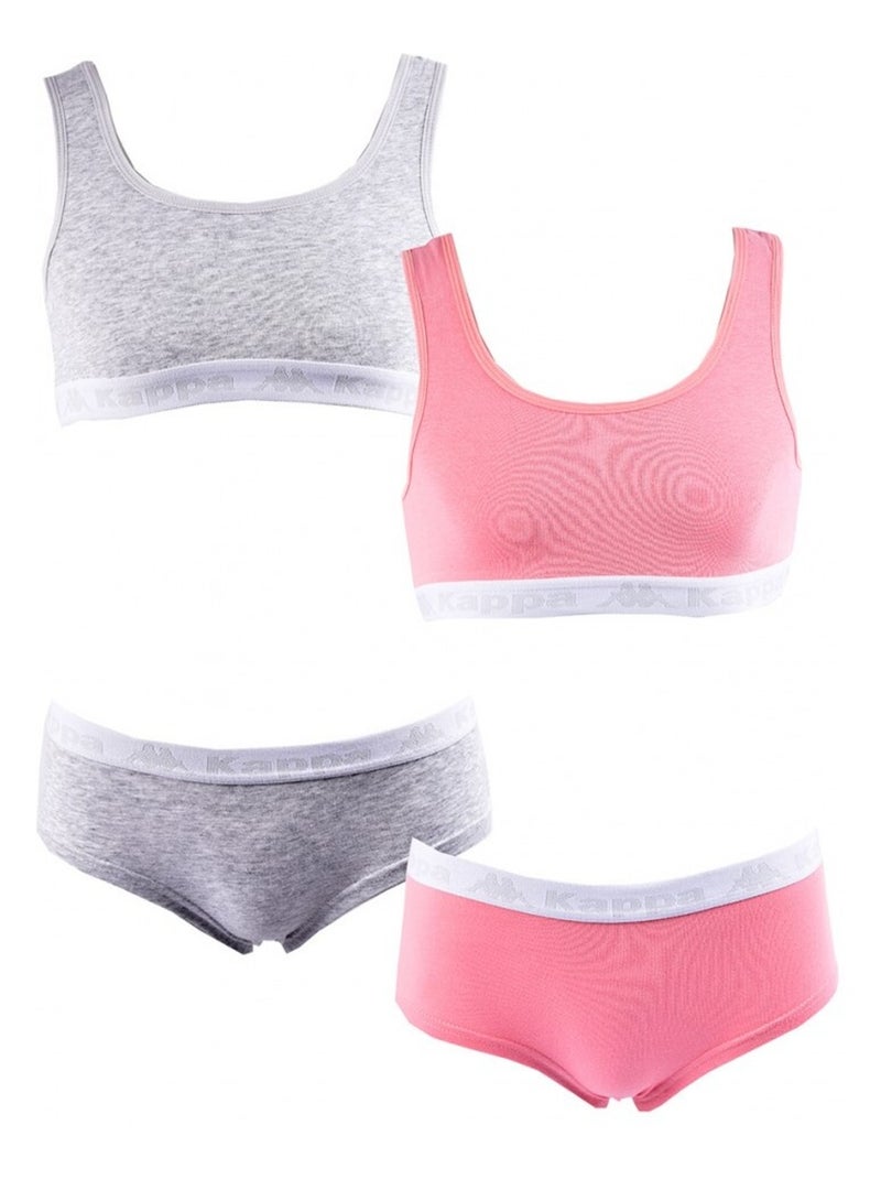 Completo Lingerie Bambina KAPPA - Confezione da 2 Grigio rosa - Kiabi