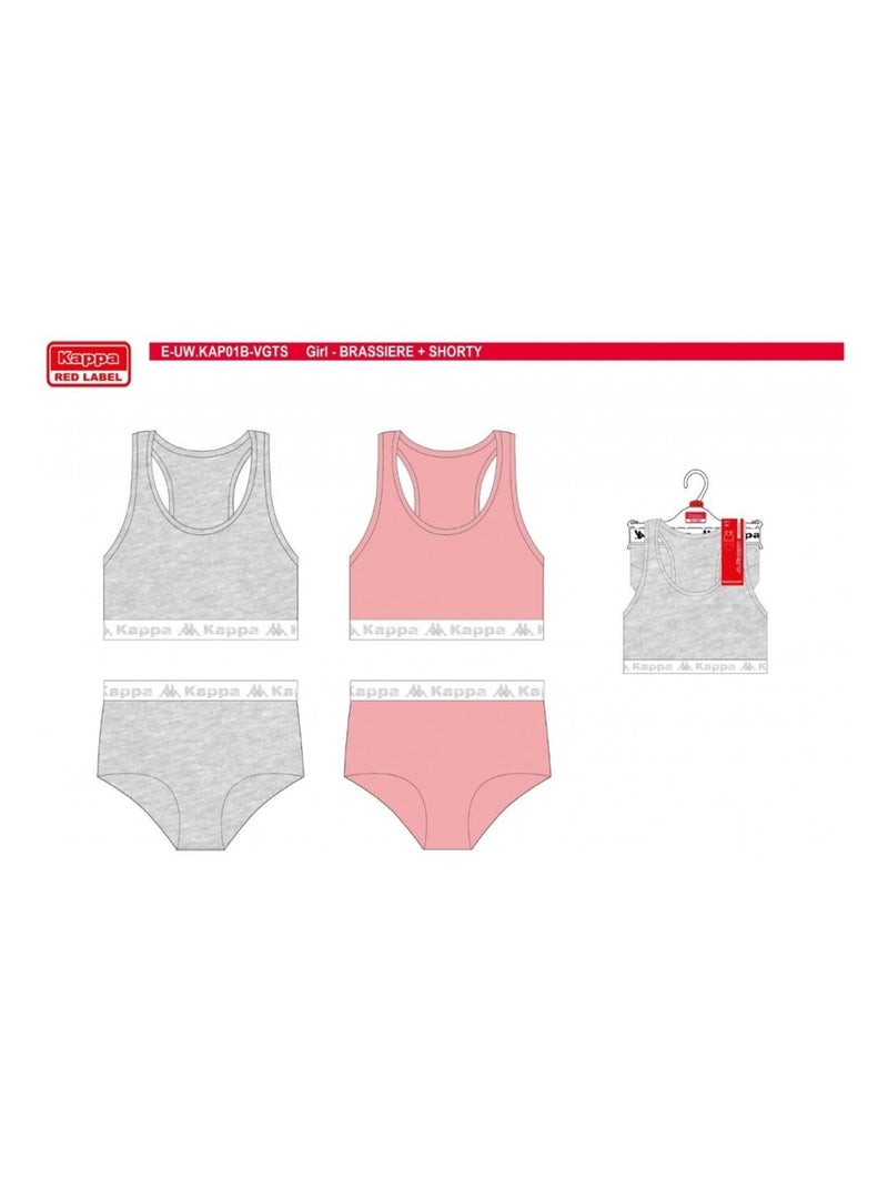 Completo Lingerie Bambina KAPPA - Confezione da 2 Grigio rosa - Kiabi