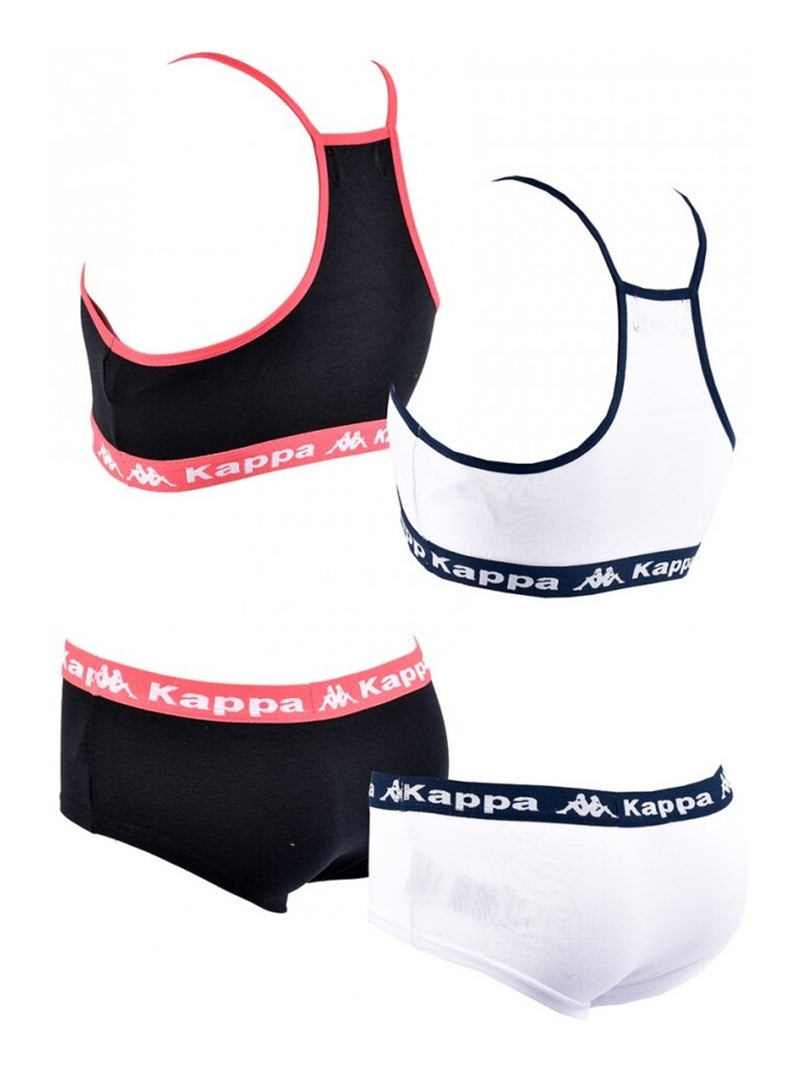 Completo Lingerie Bambina KAPPA - Confezione da 2 Nero Bianco - Kiabi