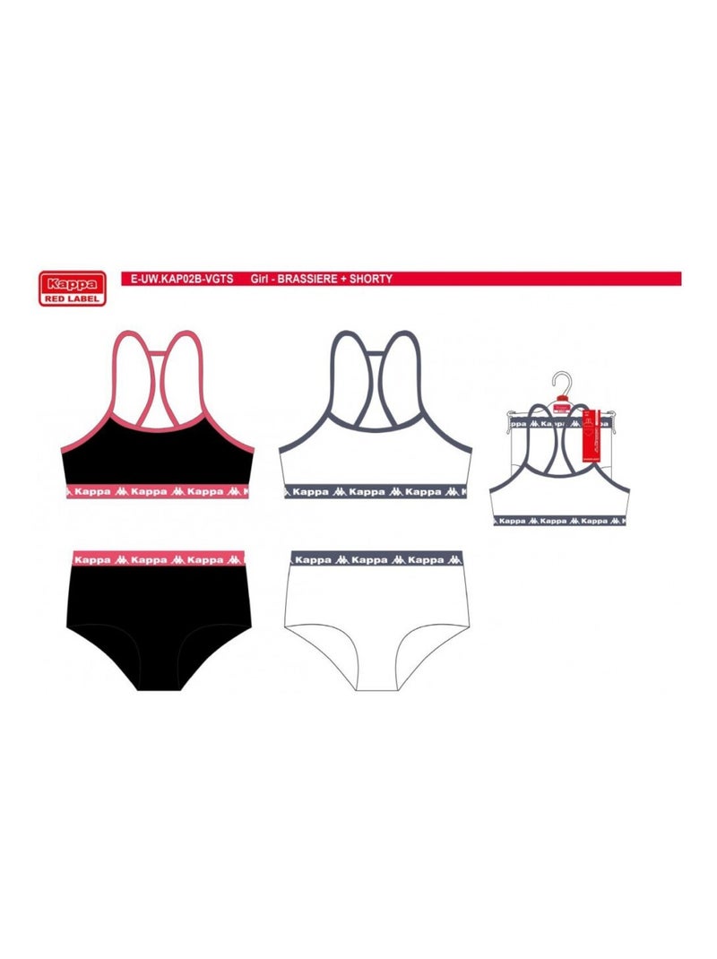 Completo Lingerie Bambina KAPPA - Confezione da 2 Nero Bianco - Kiabi