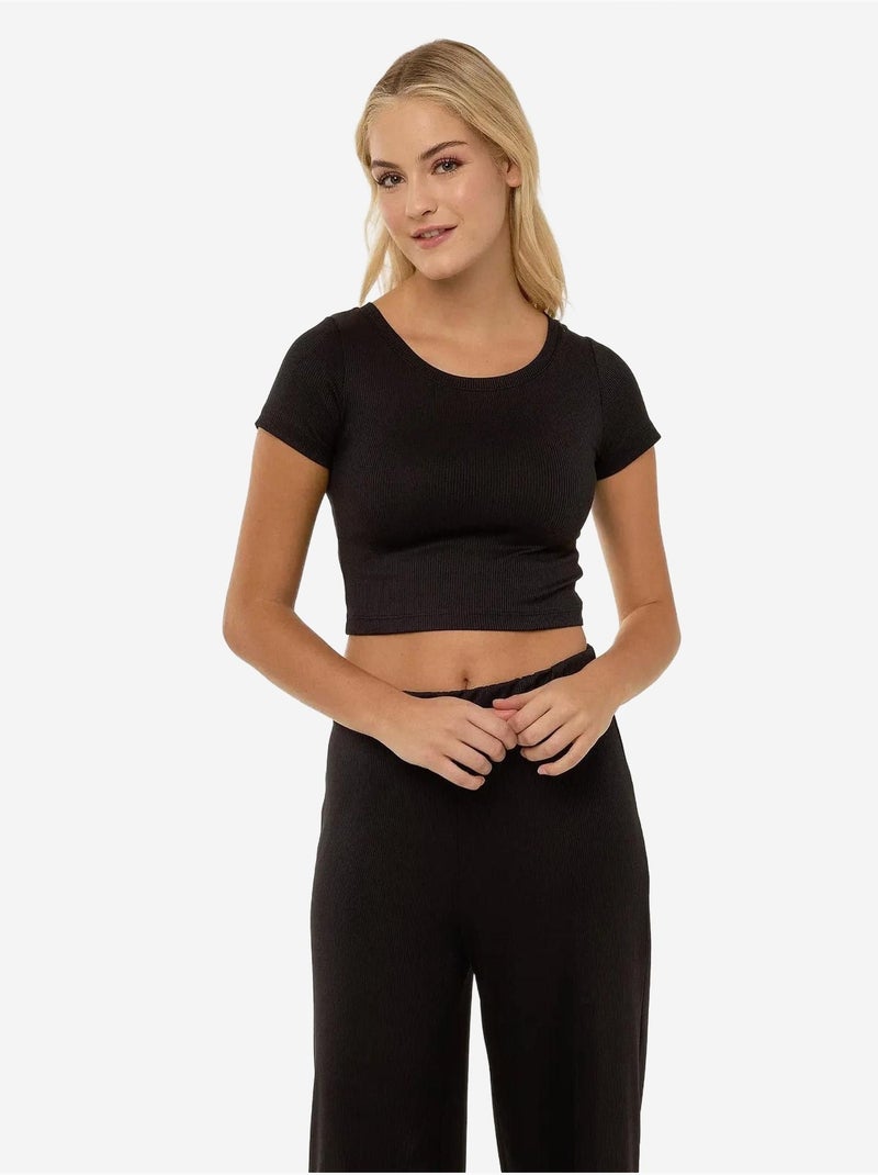 Completo maglia corta in maglia e pantaloni con cintura elastica Nero - Kiabi