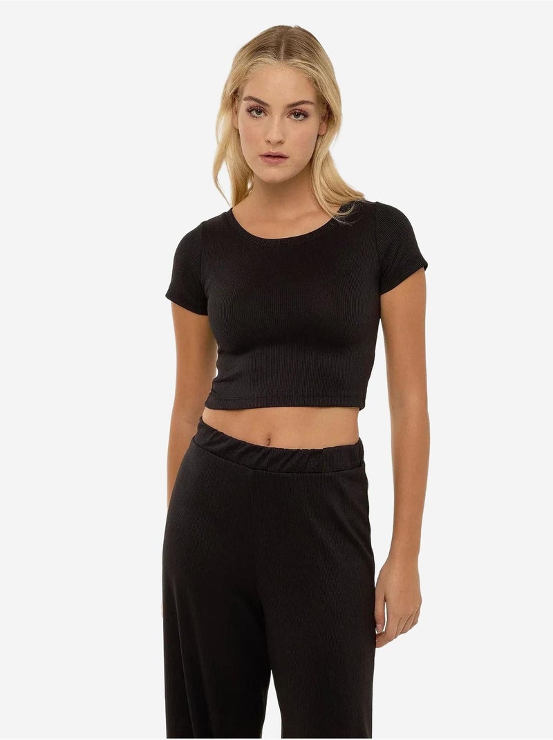 Completo maglia corta in maglia e pantaloni con cintura elastica Nero - Kiabi