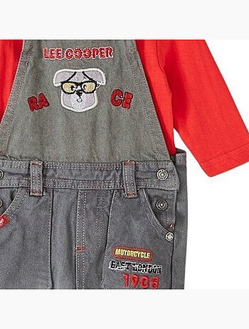 Completo maglietta a maniche lunghe e salopette neonato Lee Cooper