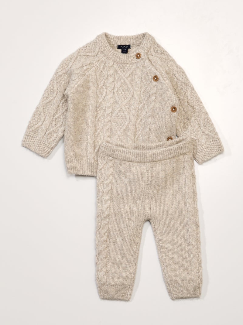 Completo maglione + leggings in maglia con torciglioni BEIGE - Kiabi