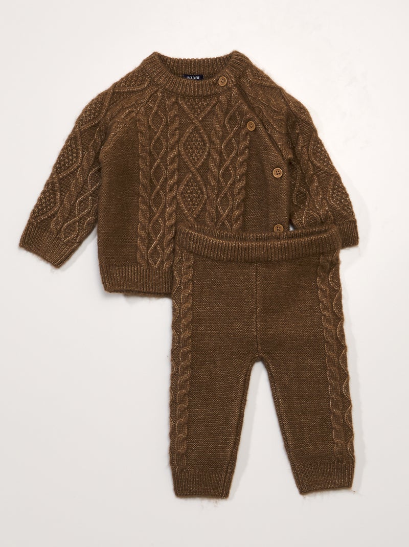 Completo maglione + leggings in maglia con torciglioni BEIGE - Kiabi