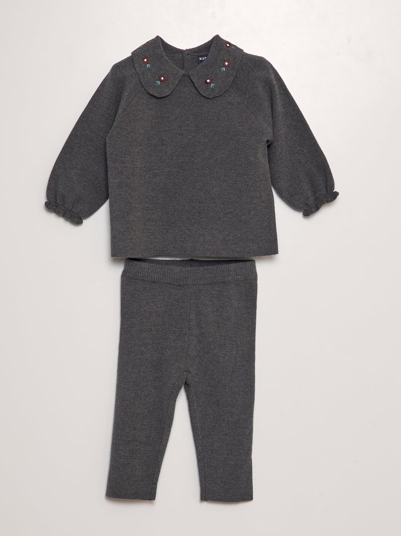 Completo maglione + pantaloni in maglia compatta - 2 pezzi GRIGIO - Kiabi