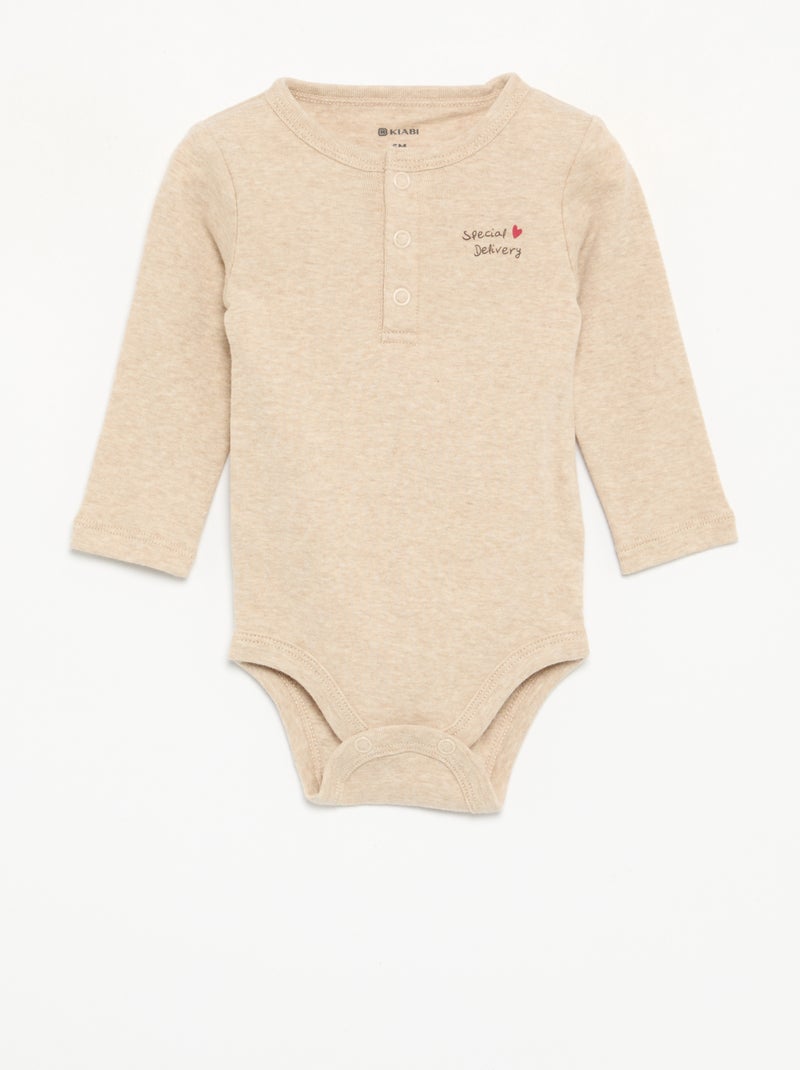 Completo natalizio 2 pezzi - Body a maniche lunghe + legging Beige - Kiabi
