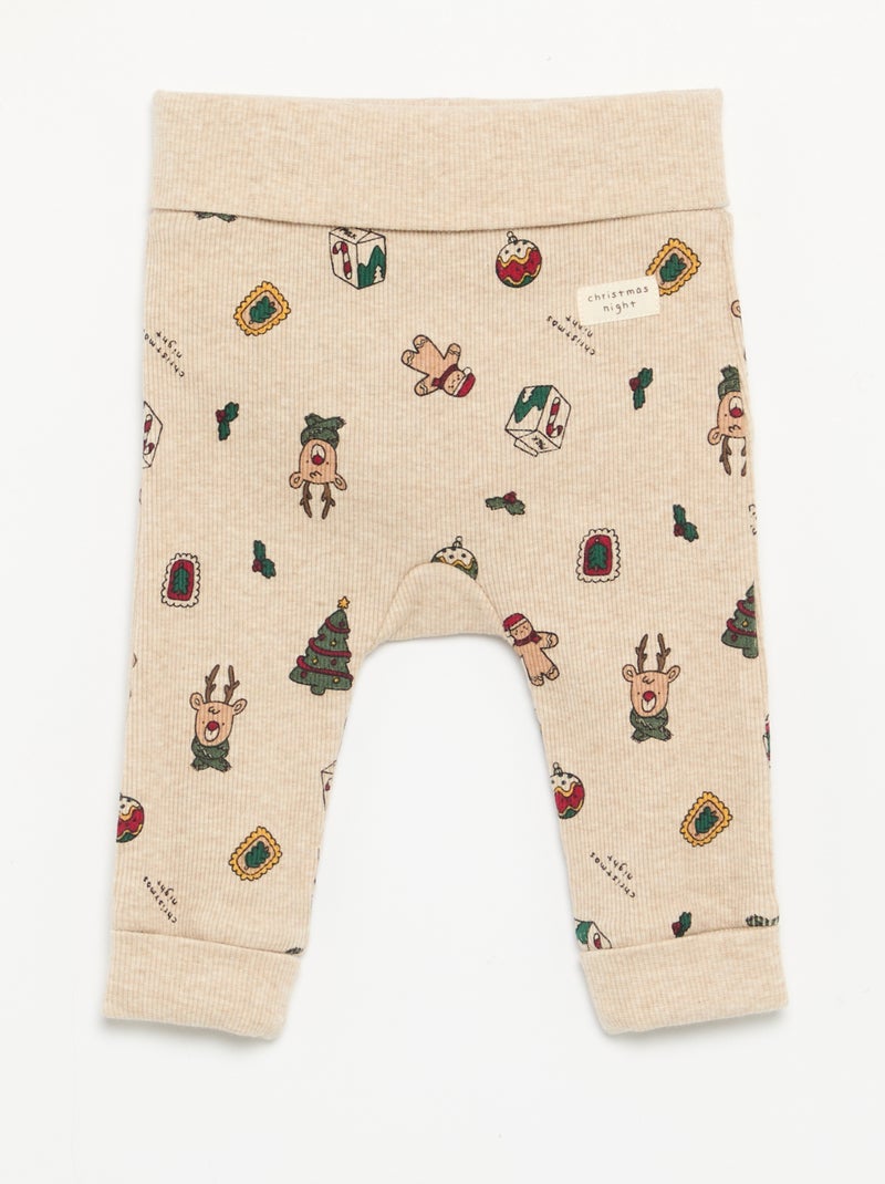 Completo natalizio 2 pezzi - Body a maniche lunghe + legging Beige - Kiabi