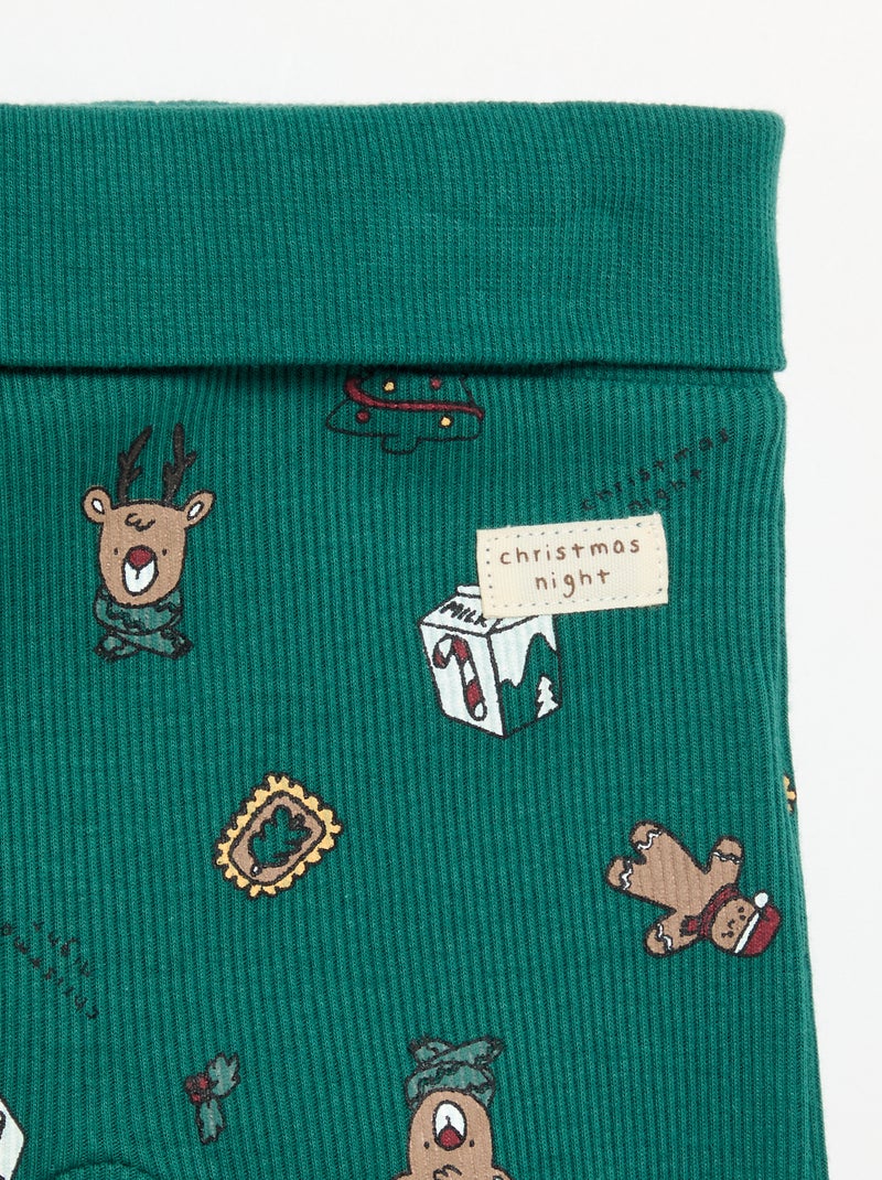 Completo natalizio 2 pezzi - Body a maniche lunghe + legging Verde - Kiabi