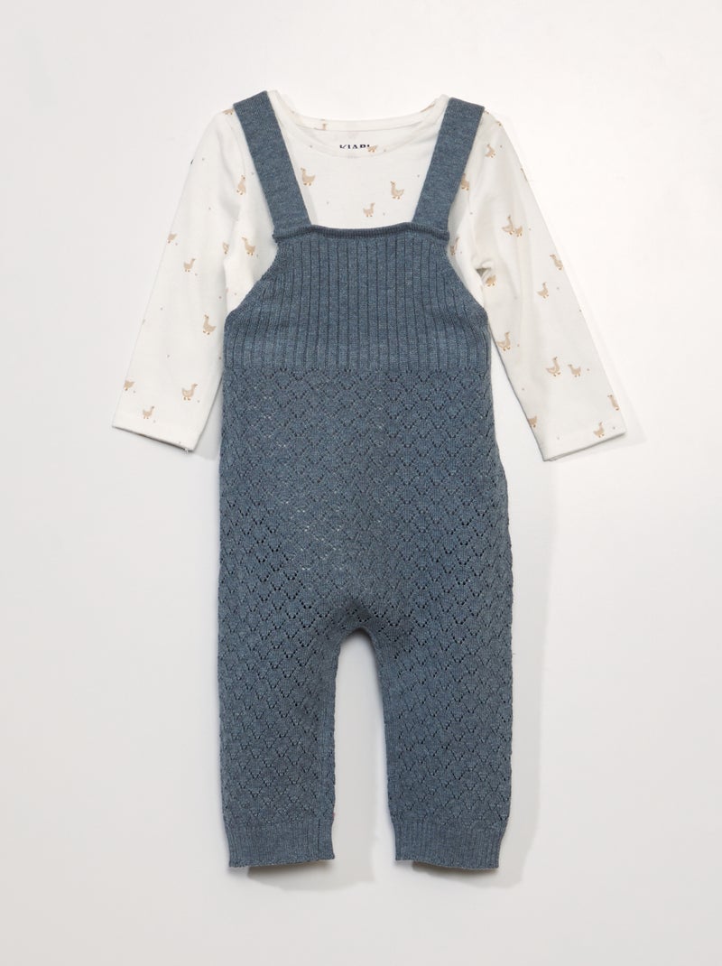 Completo neonato body + salopette - 2 pezzi BEIGE - Kiabi