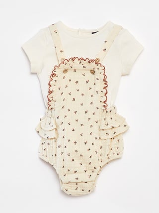 Completo pagliaccetto con salopette + t-shirt