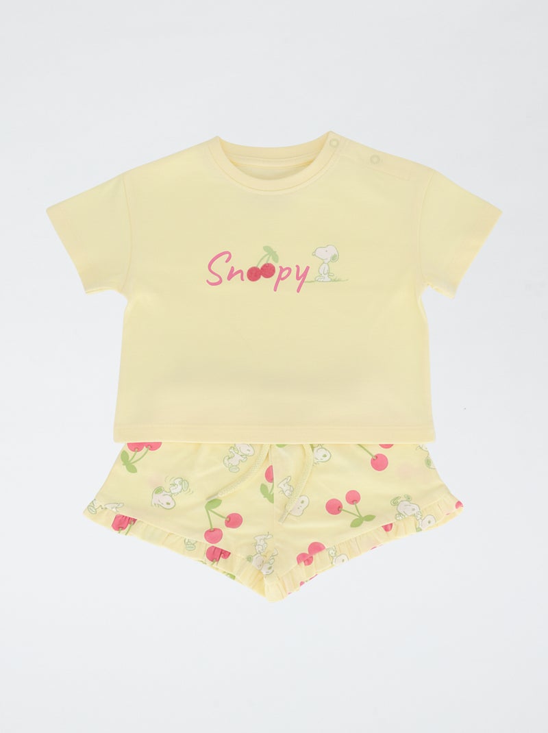 Completo pantaloncini + T-shirt 'Snoopy' Giallo - Kiabi