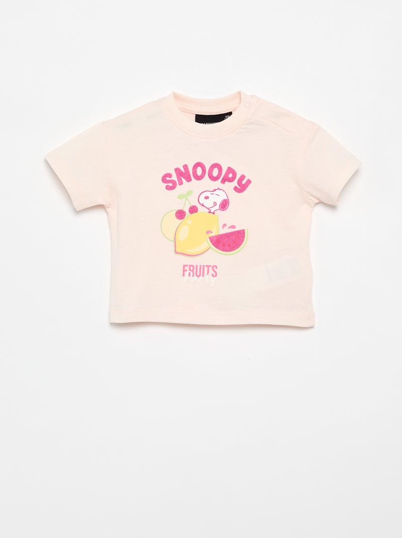 Completo pantaloncini + T-shirt 'Snoopy' Rosa - Kiabi