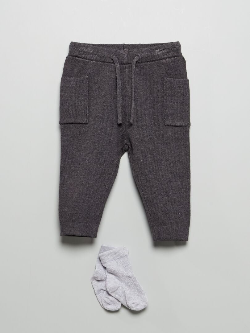 Completo pantaloni + calzini 2 pezzi grigio - Kiabi