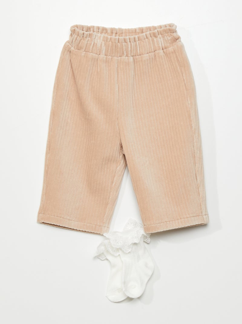 Completo pantaloni in velluto + calzini - 2 pezzi BEIGE - Kiabi