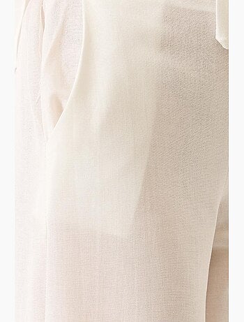 Completo pantaloni palazzo kimono in lino con maniche a pipistrello e scollo a v lucci