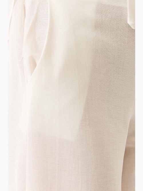 Completo pantaloni palazzo kimono in lino con maniche a pipistrello e scollo a v lucci - Kiabi