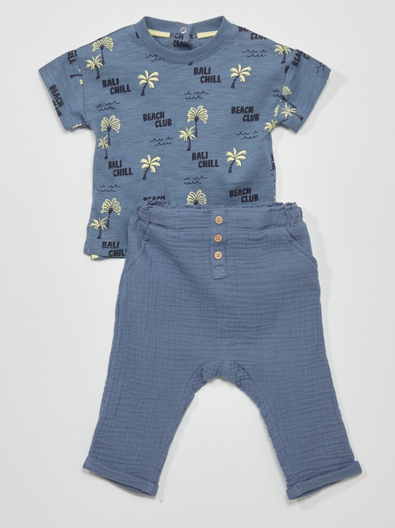 Completo pantaloni + t-shirt BLU - Kiabi