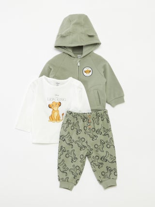 Completo pantaloni + t-shirt + felpa con cappuccio 'Simba' - 3 pezzi