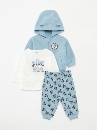 Completo pantaloni + t-shirt + felpa con cappuccio 'Topolino' - 3 pezzi