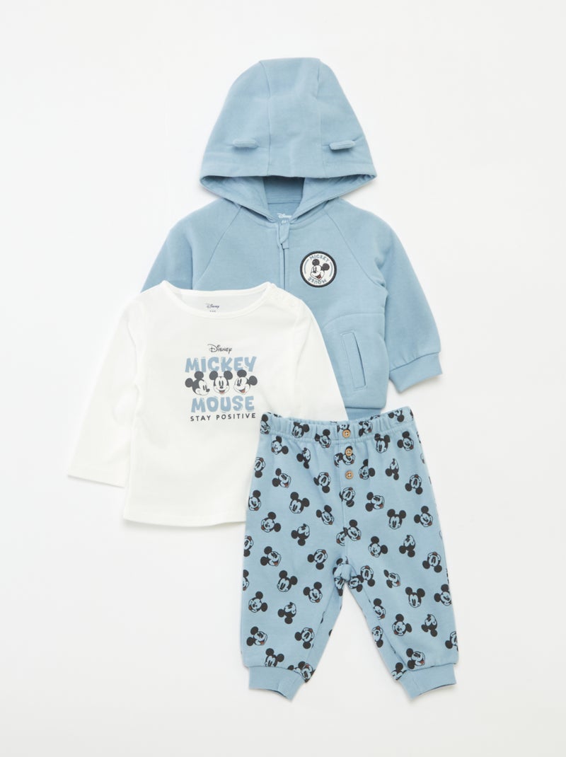 Completo pantaloni + t-shirt + felpa con cappuccio 'Topolino' - 3 pezzi Blu - Kiabi