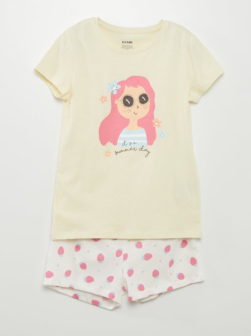 Completo pigiama - T-shirt + shorts - 2 pezzi GIALLO - Kiabi