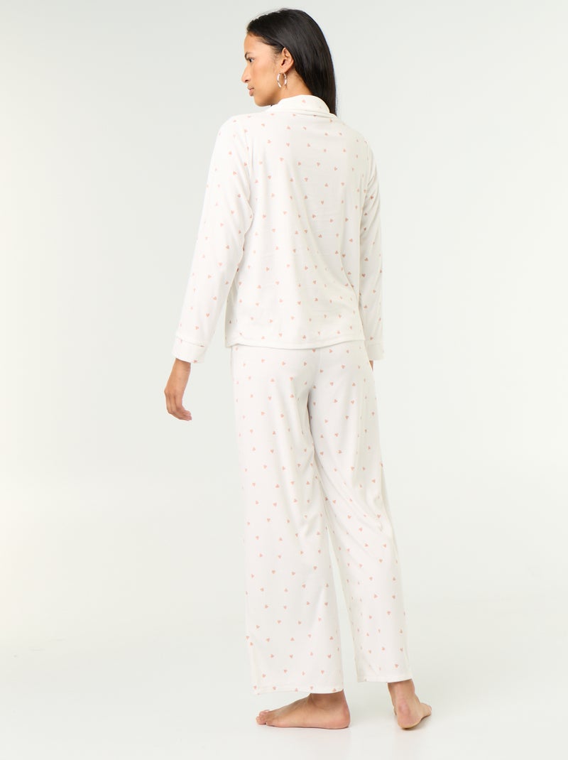 Completo pigiama 2 pezzi - Camicia + pantaloni Bianco - Kiabi