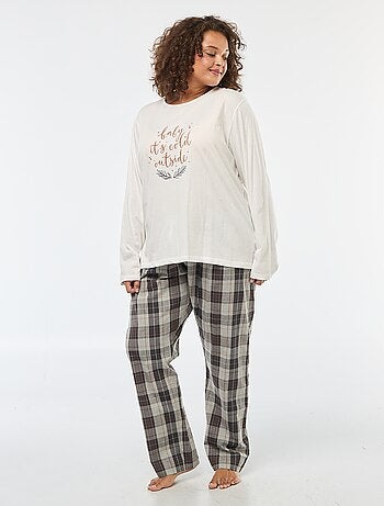 Completo pigiama 2 pezzi t-shirt + pantaloni a quadri - 2 pezzi