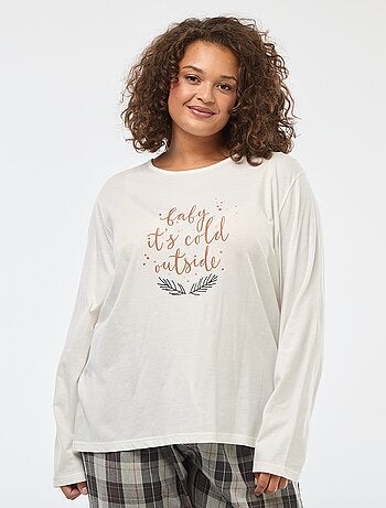 Completo pigiama 2 pezzi t-shirt + pantaloni a quadri - 2 pezzi