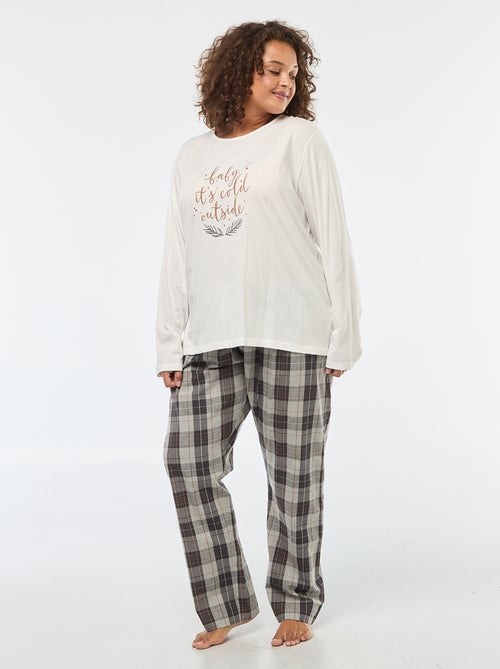 Completo pigiama 2 pezzi t-shirt + pantaloni a quadri - 2 pezzi - Kiabi