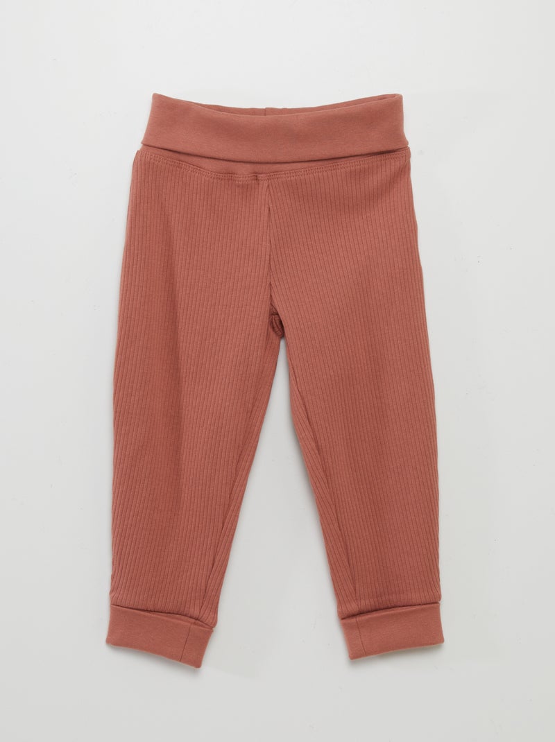 Completo pigiama a coste taglia unica - 2 pezzi MARRONE - Kiabi