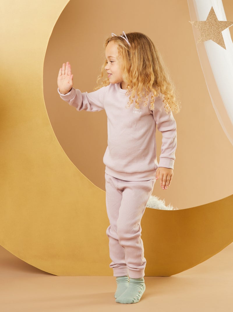 Completo pigiama a coste taglia unica - 2 pezzi ROSA - Kiabi