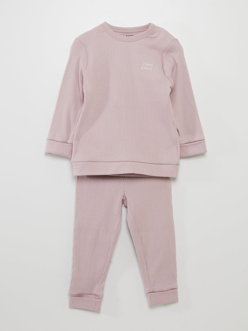 Completo pigiama a coste taglia unica - 2 pezzi ROSA - Kiabi