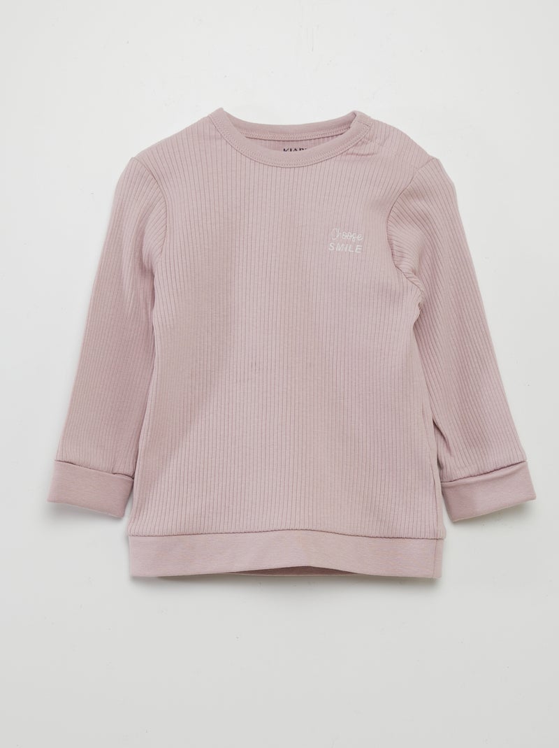 Completo pigiama a coste taglia unica - 2 pezzi ROSA - Kiabi