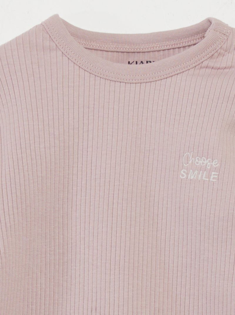 Completo pigiama a coste taglia unica - 2 pezzi ROSA - Kiabi