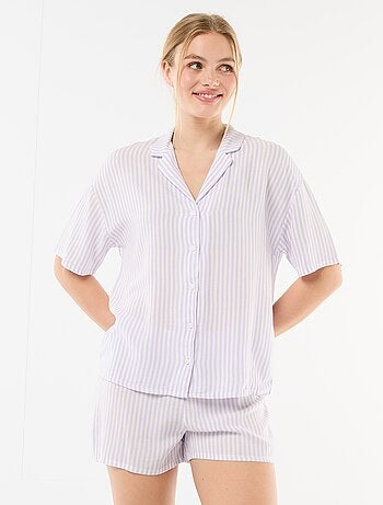 Completo pigiama a righe top + shorts