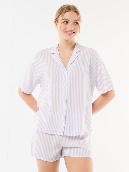 Completo pigiama a righe top + shorts - Kiabi