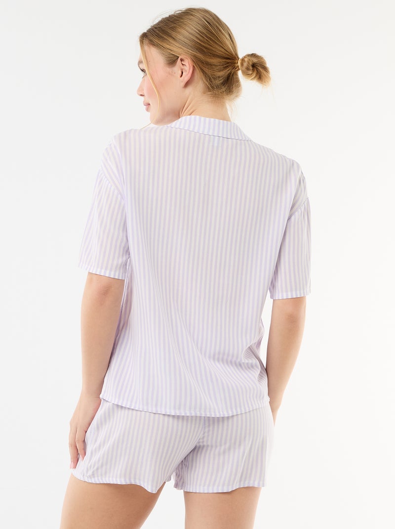 Completo pigiama a righe top + shorts Viola - Kiabi