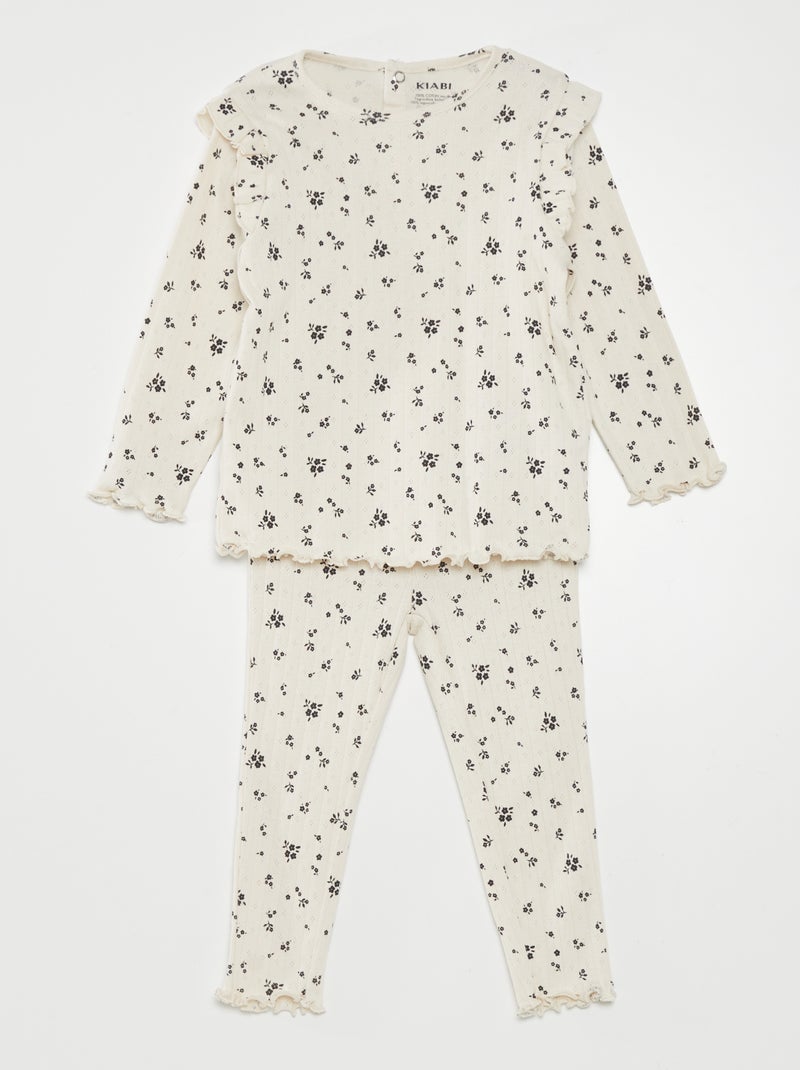 Completo pigiama arricciato - 2 pezzi BIANCO - Kiabi