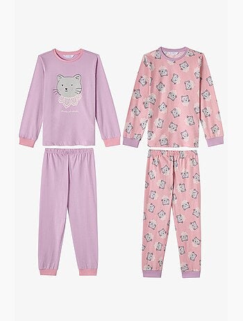 Completo pigiama bambina dainty kitty in cotone a maniche lunghe penti