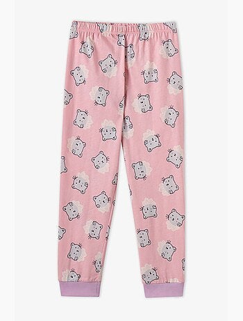 Completo pigiama bambina dainty kitty in cotone a maniche lunghe penti