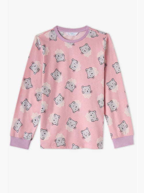 Completo pigiama bambina dainty kitty in cotone a maniche lunghe penti - Kiabi
