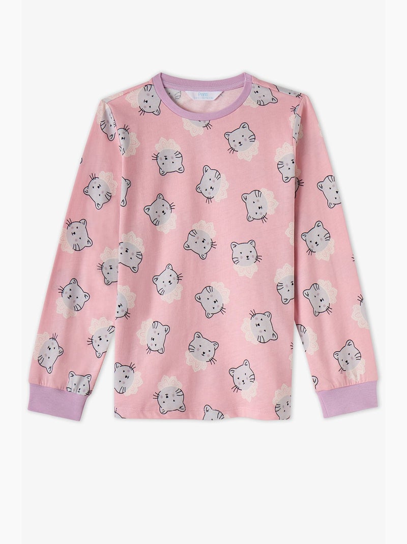 Completo pigiama bambina dainty kitty in cotone a maniche lunghe penti Rosa - Kiabi