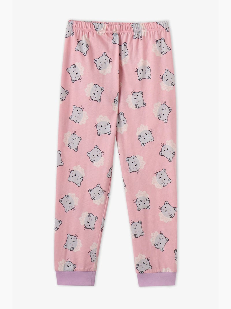 Completo pigiama bambina dainty kitty in cotone a maniche lunghe penti Rosa - Kiabi