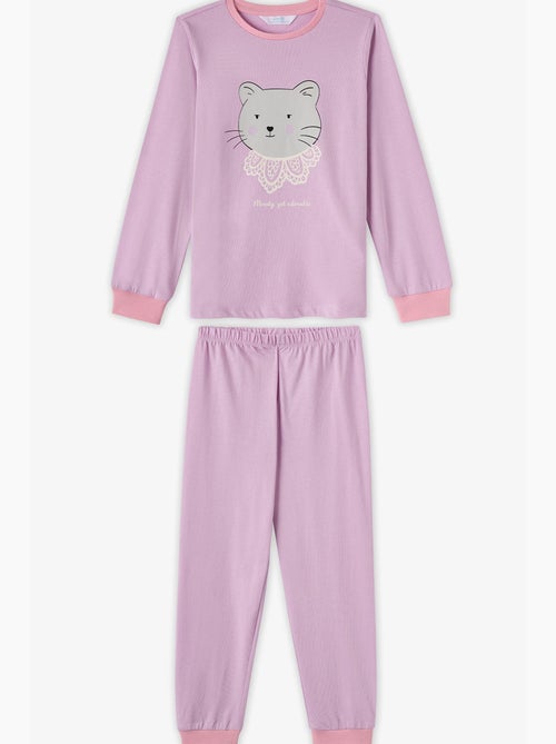 Completo pigiama bambina dainty kitty in cotone a maniche lunghe penti - Kiabi