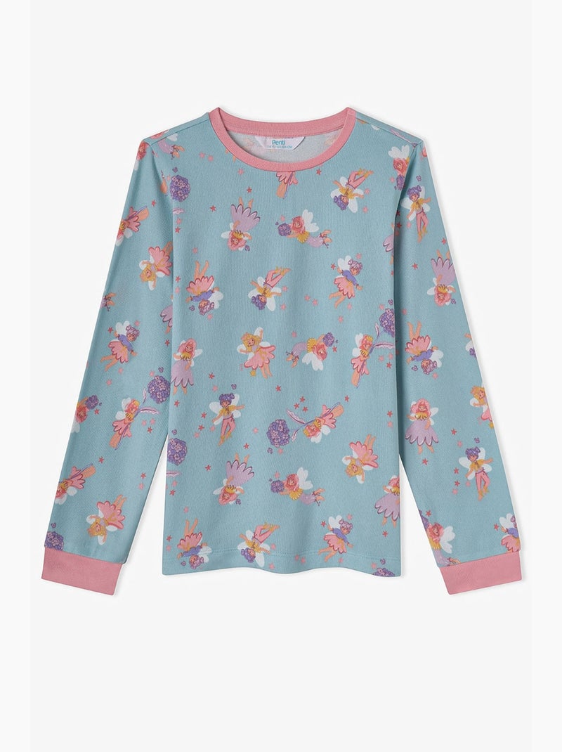 Completo pigiama bambina fairy bloom a maniche lunghe penti Blu Rosa - Kiabi