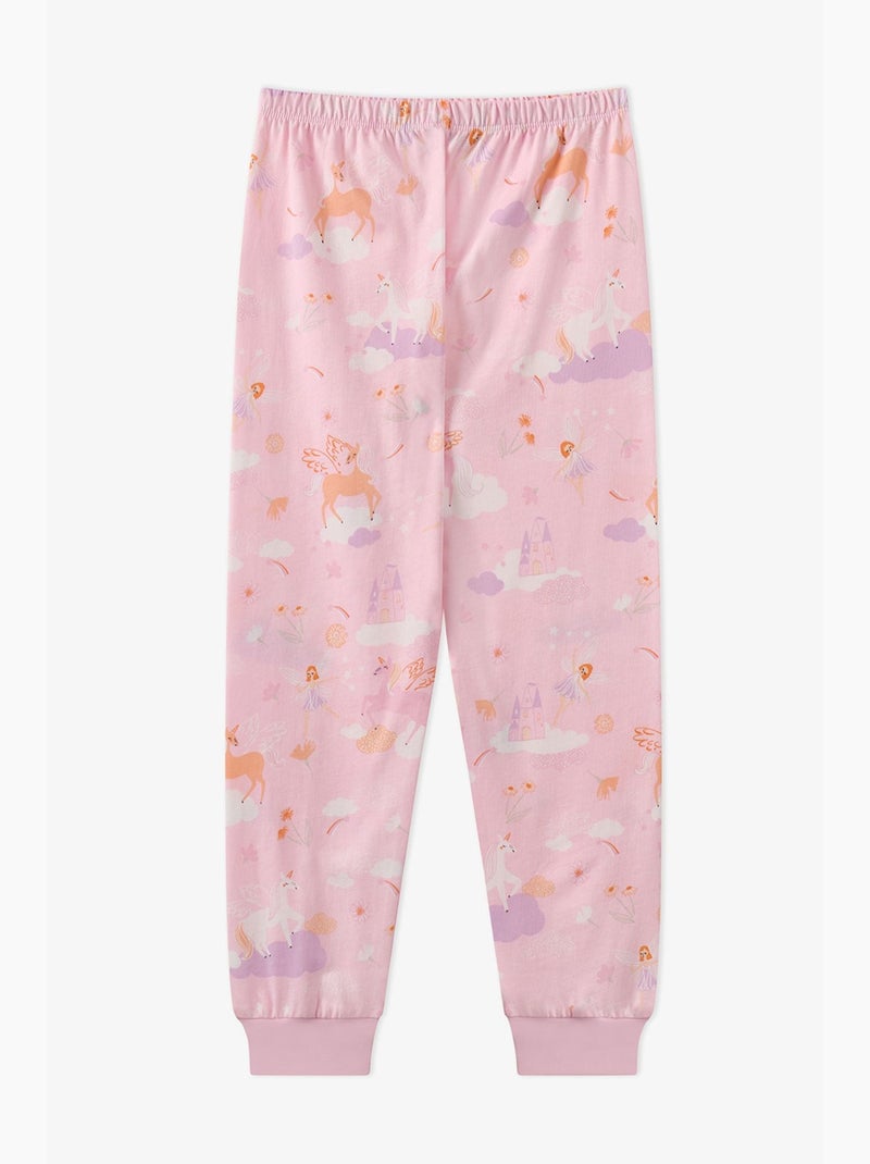 Completo pigiama bambina fly repeat a maniche lunghe penti Rosa - Kiabi